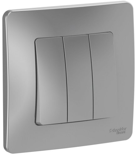 Выключатель с рамкой Systeme Electric Blanca 3-кл. алюминий фото Выключатель с рамкой Systeme Electric Blanca 3-кл. алюминий картинка
